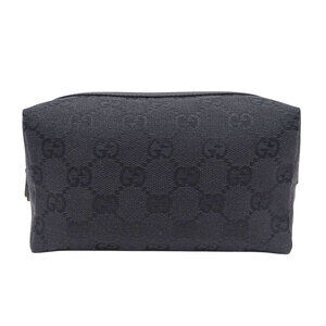 Gucci GUCCI Handbag Pouch Women's Brand GG Canvas Black 29595 Makeup Small It...